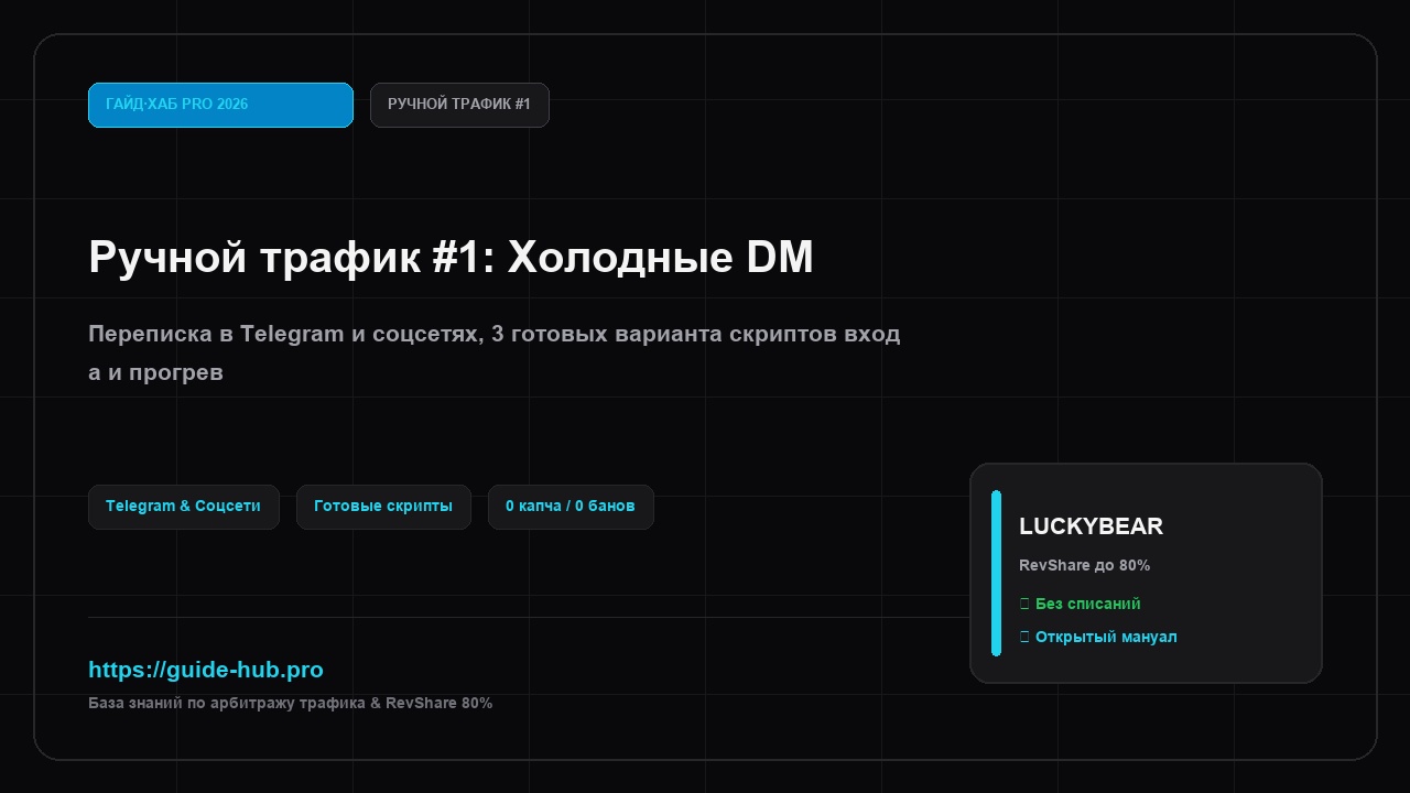 Ручной трафик #1: Холодные DM в Telegram и соцсетях — Скрипты, воронки и прогрев 2026