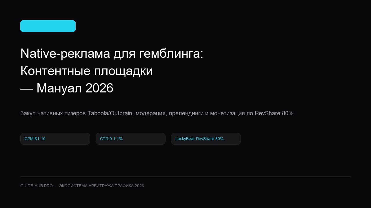 Native-реклама для гемблинга: Контентные площадки — Мануал 2026