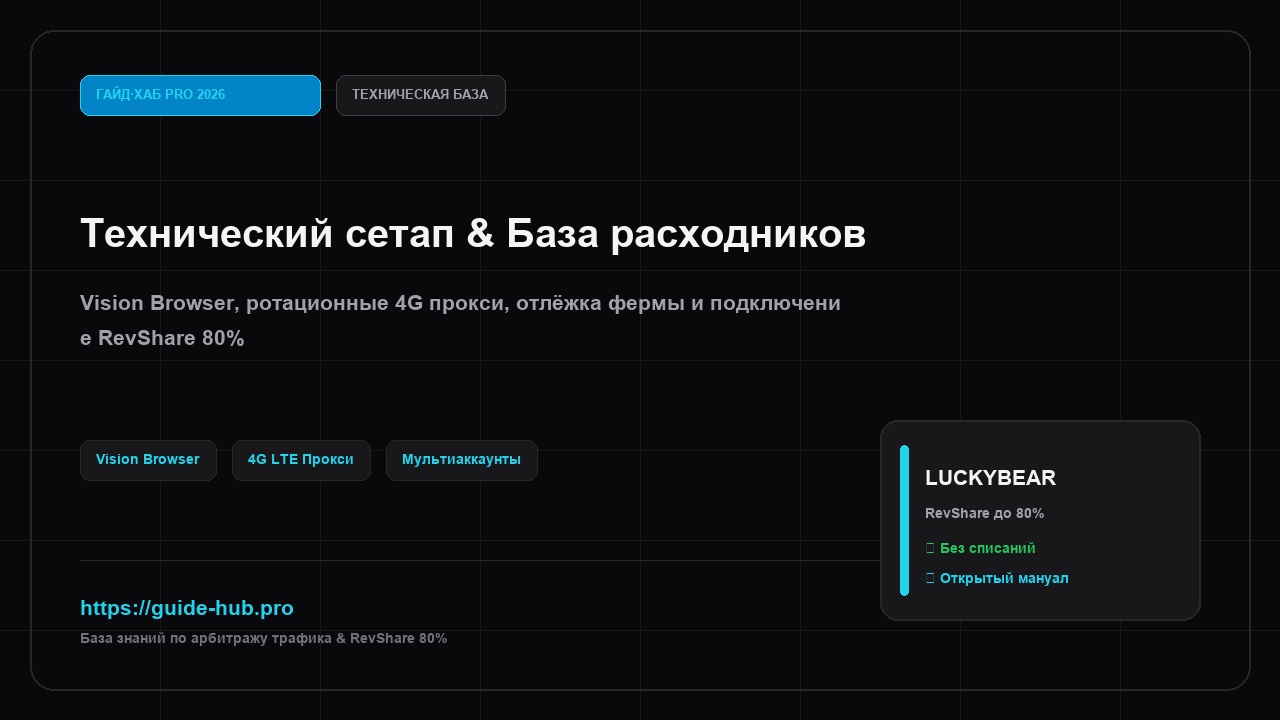 Технический сетап & База расходников 2026: Vision Browser, 4G прокси и подготовка фермы