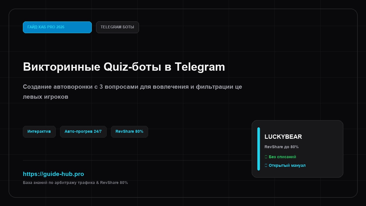 Создание викторинных Telegram-ботов для прогрева гемблинг трафика