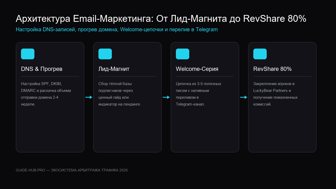 Схема архитектуры Email маркета и прогрева домена
