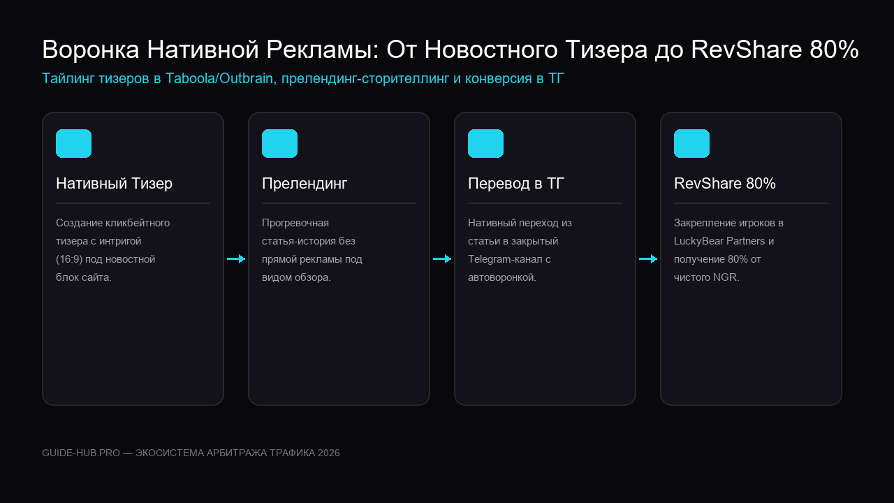 Схема архитектуры нативной рекламы и конверсии тизеров